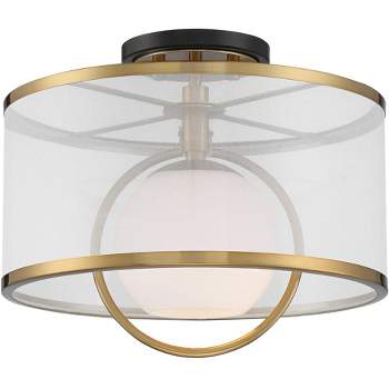 Possini Euro Design Modern Ceiling Light Semi Flush Mount Fixture 14 1/4  Wide Black Gold 14 1/4 Wide 4-light Crystal For Bedroom : Target
