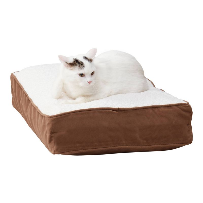 Kensington Garden Willow Deluxe Faux Shearling Rectangle Pillow Cat Bed, 1 of 7