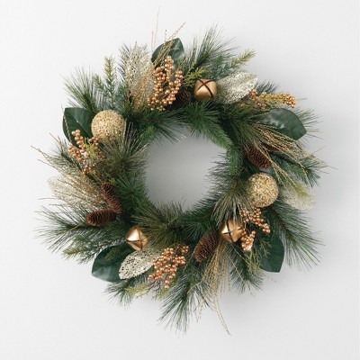 Sullivans Artificial Pine and Bell Wreath 24"H Green