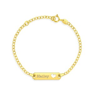 Girls' Heart Cut Out Identification Curb Chain Bracelet 14k Gold -  In Season Jewelry - 1 of 2