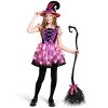 Joyfy Girls Light Up Witch Costume, Kids Witch Costume with Hat and Broom for Toddler Halloween Dress Party - 4 of 4