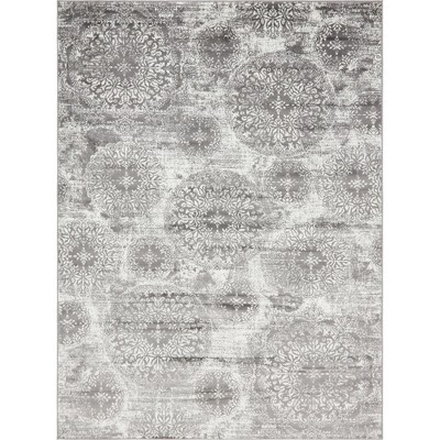 Reversible Easy Care Synthetic Area Rug in Gray and Blue