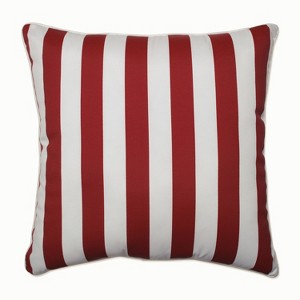 25" Outdoor/Indoor Floor Pillow Midland Americana Red - Pillow Perfect: Weather-Resistant, Stripe Design - 1 of 4
