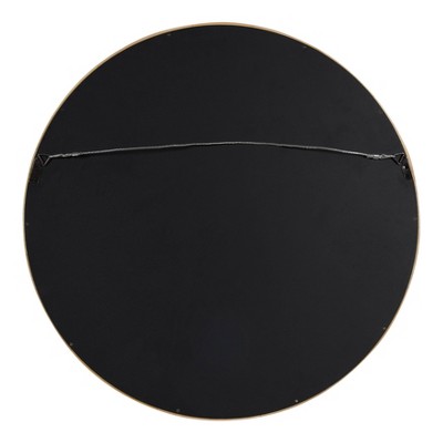 Natural Finish Round Wood Frame Wall Mirror, 22 Inch