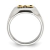 Chisel Stainless Steel Polished with 14K Gold Accent DAD with Black Enamel Signet Ring - 3 of 4