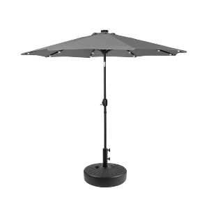 WestinTrends 9 Ft Outdoor Patio Solar LED Market Umbrella with Black Round Base - 1 of 3