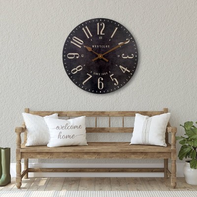 Westclox 15.5" Black Wood Vintage Analog Wall Clock