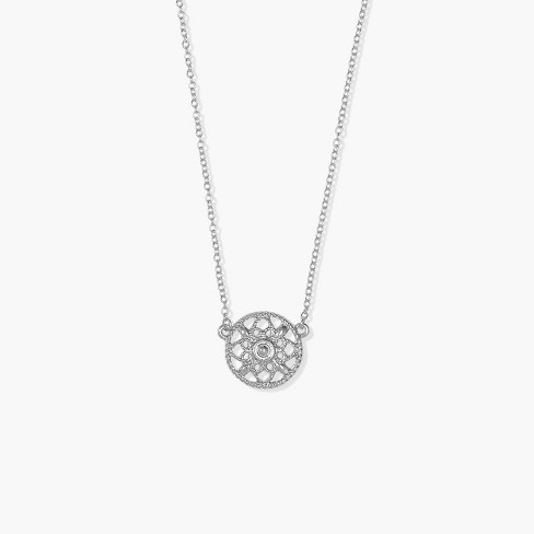 Women's Sterling Silver Large Filigree Flower Pendant Chain Necklace (18)  : Target