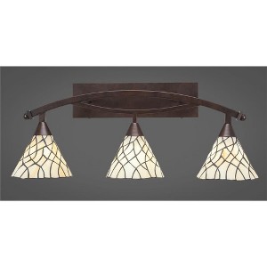 Toltec Lighting Bow 3 - Light Vanity in  Bronze with 7" Sandhill Art Glass Shade - 1 of 1