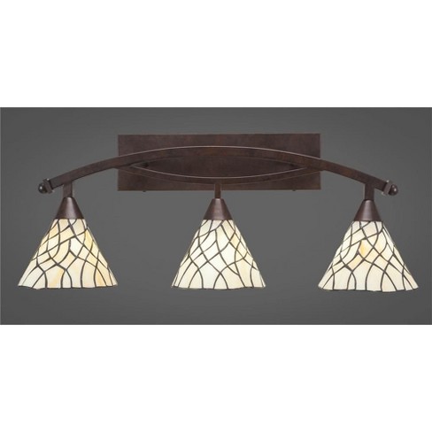 Toltec Lighting Bow 3 - Light Vanity in  Bronze with 7" Sandhill Art Glass Shade - image 1 of 1