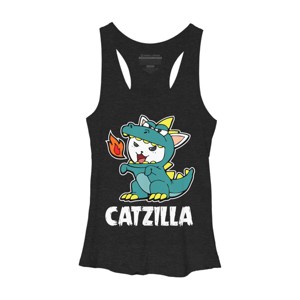 Women's Design By Humans Catzilla Halloween Costume Dragon Monster Kitten Cats Lover By lenxeemyeu Racerback Tank Top - 1 of 3