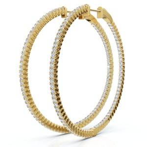Pompeii3 1 3/4Ct Diamond Inside Outside 2" Tall Hoops Earrings Lab Created - 1 of 2
