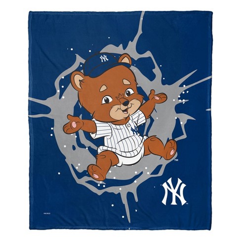 50x60 Mlb New York Yankees Mascot 2 Layer Silk Touch Sherpa