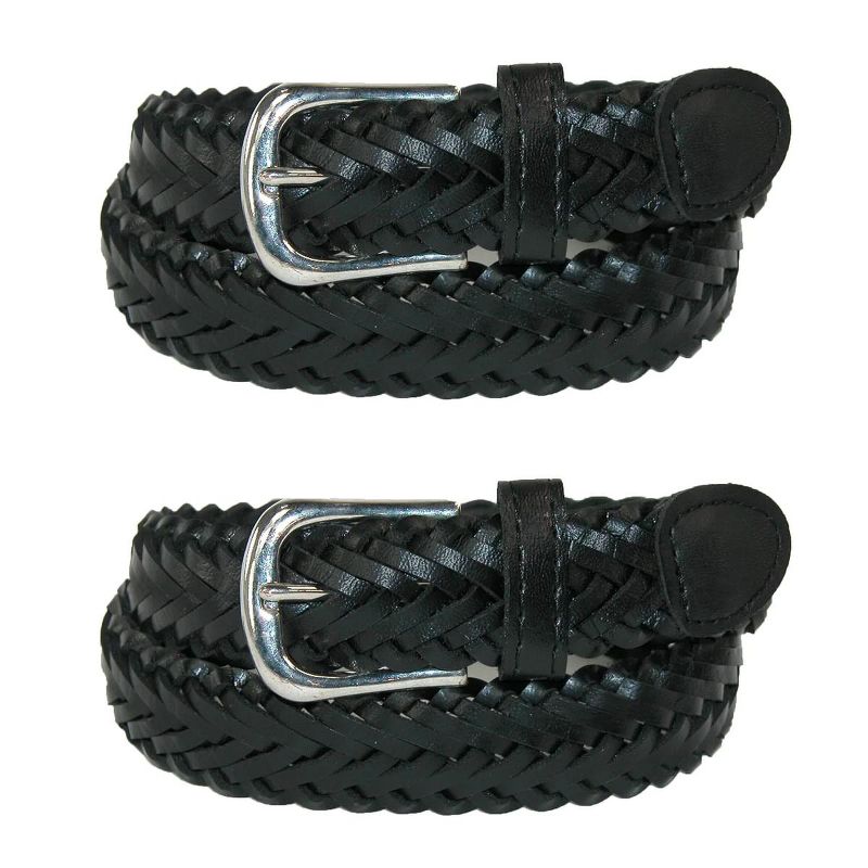 CTM Boys' Leather Braided Dress Belt (Pack of 2), 1 of 2