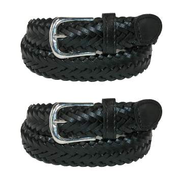 CTM Boys' Leather Braided Dress Belt (Pack of 2)