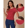 INSPIRE CHIC Women's Round Neck Short Sleeve Ruffle Cuff Textured Ribbed Knit Shirt - 2 of 4