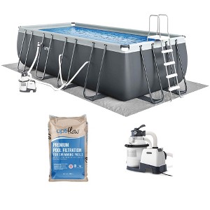 Intex Above Ground Swimming Pool Set, Ultra XTR 18' x 9' x 52" Rectangular Frame Bundled with OptiFlow Premium Filter Sand, 50 lb Bag - 1 of 4