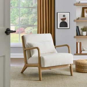 ORRD Mid-Century Modern Accent Chair with Removable Lumbar Pillow, Extra Thick Cushion & 105° Recline for Ultimate Comfort, Chenille Fabric - 1 of 4