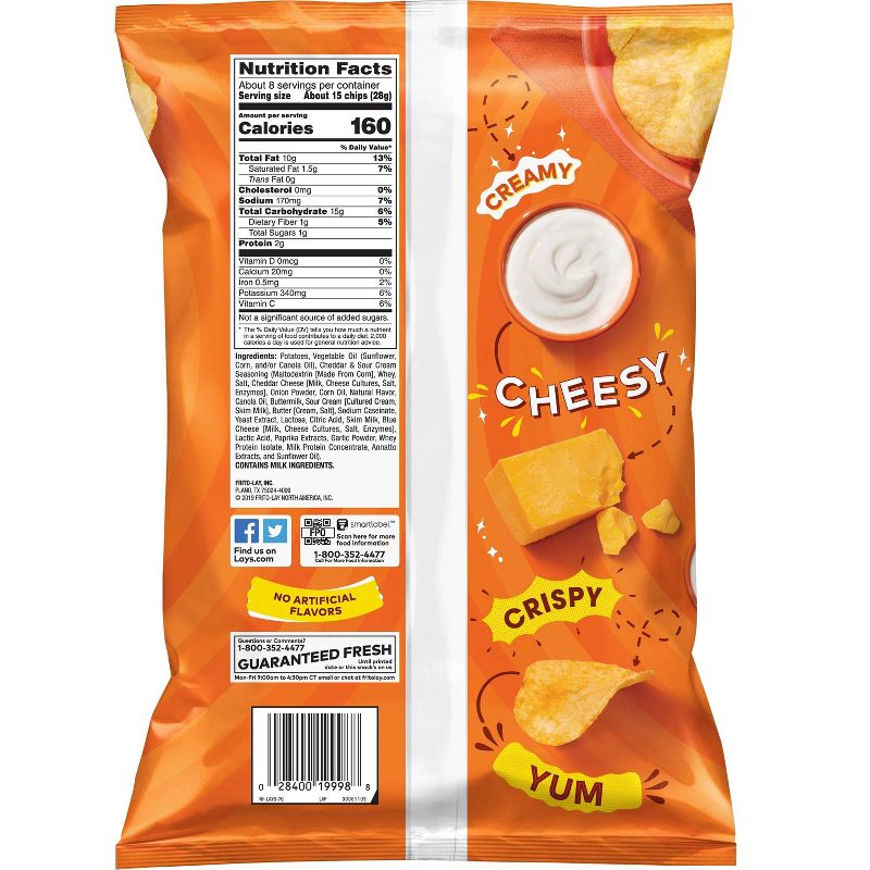 Lay&#39;s Cheddar &#38; Sour Cream Flavored Potato Chips - 7.75oz, 3 of 5