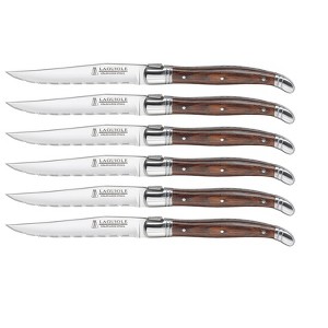 Trudeau Laguiole Steak Knives with Pakkawood Handles, Set of 6, Stainless/Wood - 1 of 3