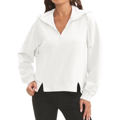 ATHLECHIC Women's Cropped Long Sleeve Half Zip Pullover Oversized Hoodie Sweatshirts