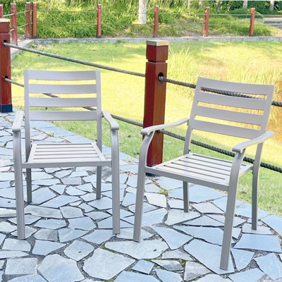 DSVIMOY Terrace Dining Chairs, 2pcs All-Weather Outdoor Dining Chairs, for Gardens, Terraces, and Swimming Pool, Cream Color, 22.25"*25"*34.47"