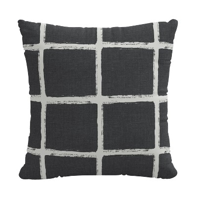18"x18" Brush Tattersall Polyester Square Throw Pillow Charcoal - Skyline Furniture: Woven Cotton Cover, Indoor Use, Zippered