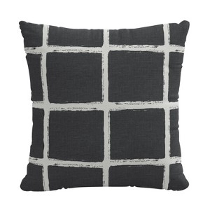 18"x18" Brush Tattersall Polyester Square Throw Pillow Charcoal - Skyline Furniture: Woven Cotton Cover, Indoor Use, Zippered - 1 of 4