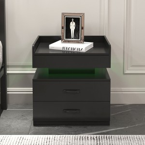 NicBex Nightstand with 2 Drawers,Bedside Tables with Adjustable LED Strip Light for Bedroom,Living Room - 1 of 4