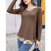 BLUEMING Womens Polo Shirts Color Block Faux Layering Shirts Plaid Shirts Teacher Shirts Everyday Tops - 2 of 4