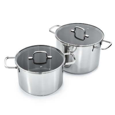 BergHOFF Helix Recycled 18/10 Stainless Steel Stockpots With Glass Lid