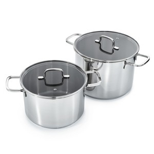 BergHOFF Helix Recycled 18/10 Stainless Steel Stockpots With Glass Lid - 1 of 4