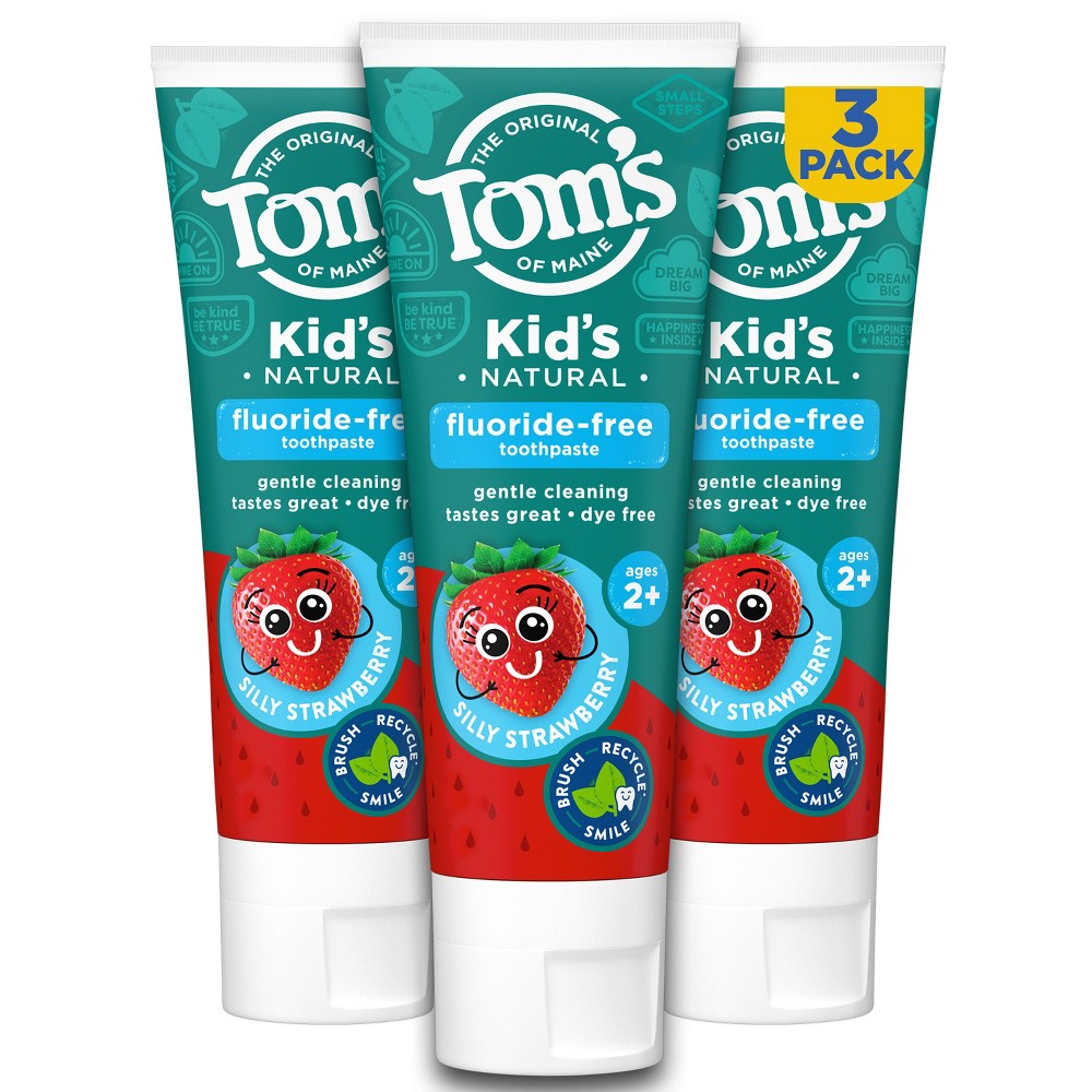 Photos - Toothpaste / Mouthwash Tom's of Maine Fluoride Free Children's Silly Toothpaste - Strawberry - 3pk/5.1oz