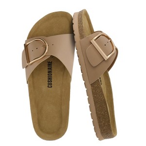 CUSHIONAIRE Leeds Sandals for Women, Slip On Big Buckle Slide Womens Sandals with Memory Foam Footbed, Comfortable Summer Footwear - 1 of 4