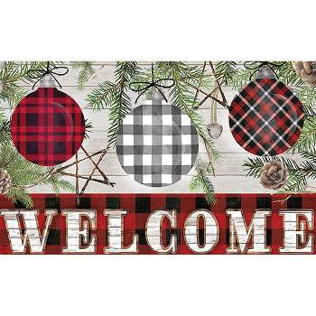 Briarwood Lane Patterned Ornaments Christmas Doormat Welcome Chec