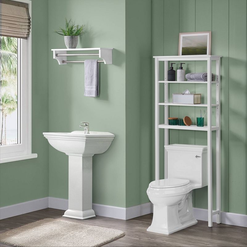 Dover Bathroom Shelf with Two Towel Rods White - Alaterre Furniture, 3 of 8
