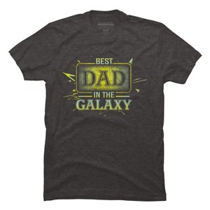 Men's Design By Humans Best Dad In Galaxy Badge By AmusingDesignCo T-Shirt - 1 of 2