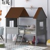 TiramisuBest Twin Size Low Loft Wood House Bed (Gray), 80L x 45W x 76H inches, 108 lbs - 2 of 4
