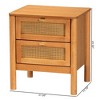 Baxton Studio Jenn Wood 2 Drawer Nightstand with Distressed Finished Rattan Golden Brown/Distressed Rattan - 3 of 4