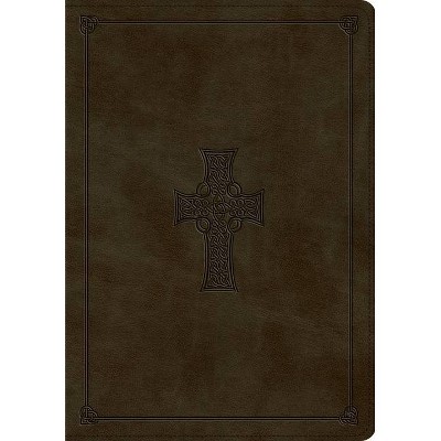 ESV Study Bible (Trutone, Olive, Celtic Cross Design, Indexed) - (Leather Bound)