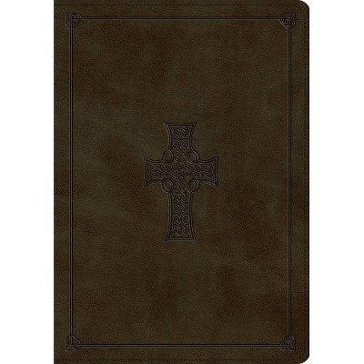 ESV Study Bible (Trutone, Olive, Celtic Cross Design, Indexed) - (Leather Bound)