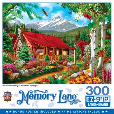 MasterPieces Memory Lane Mountain Hideaway - Log Cabin Large 300 Piece EZ Grip Jigsaw Puzzle by Alan Giana