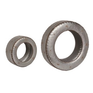 Transpac Metal 21 in. Silver Spring Tire Planters Set of 2 - 1 of 2