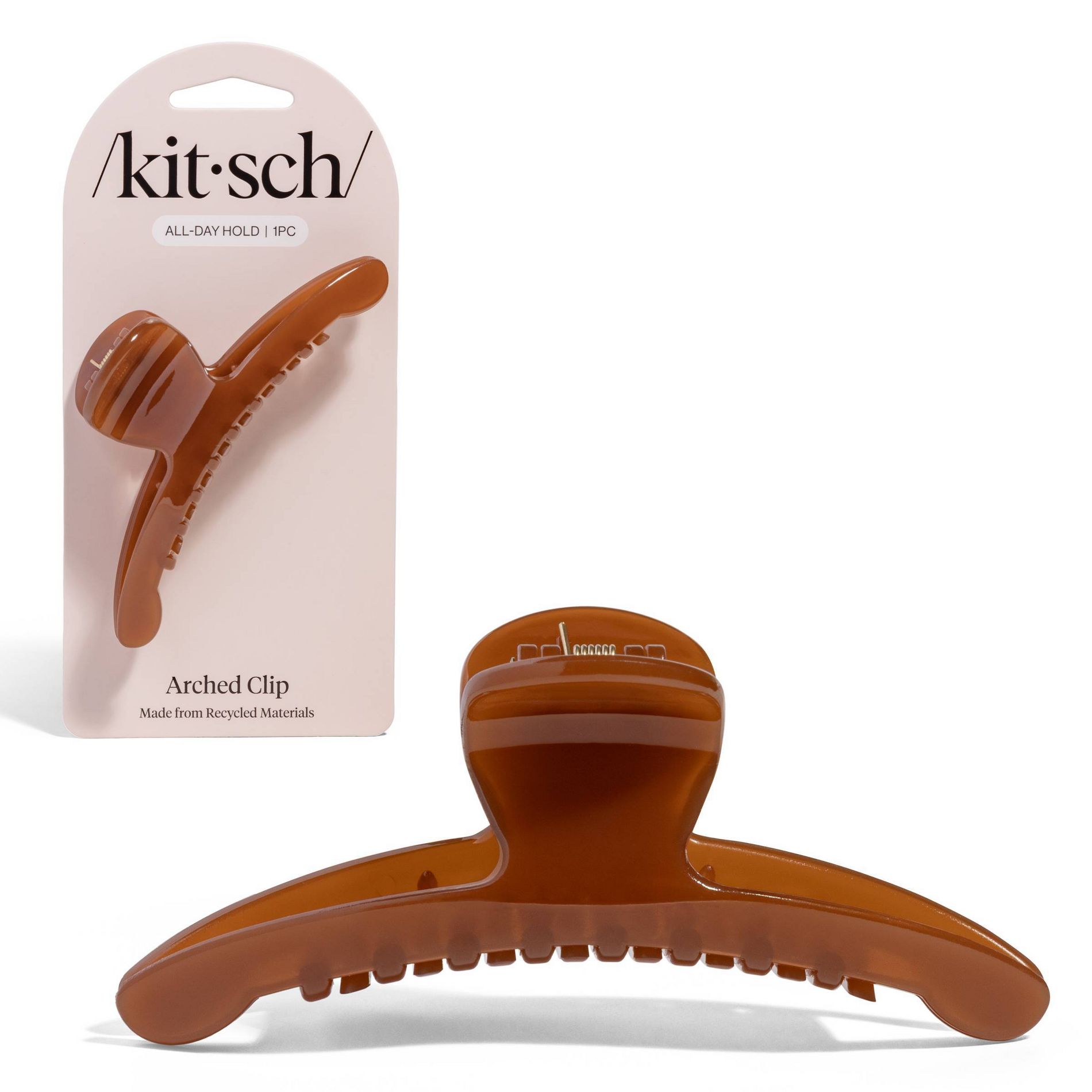 Kitsch Recycled Plastic Large Arched Clip - Mocha