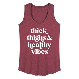 Women's - Instant Message - Thick Thighs Healthy Vibes Graphic Racerback Tank - 1 of 4