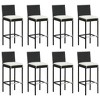 vidaXL Patio Bar Set Outdoor Table and Chair Set with Cushions Poly Rattan - Black 70.9" Table Length 8 Pieces - 4 of 4