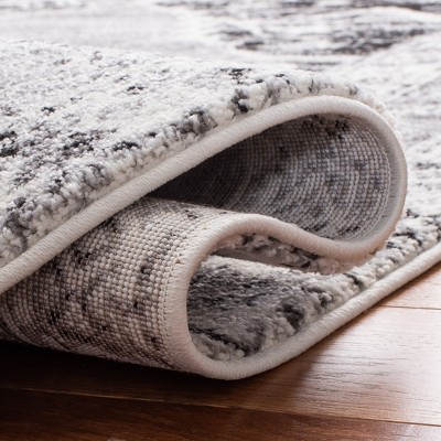 Grey and Ivory Hand-Knotted Synthetic Rectangular Area Rug