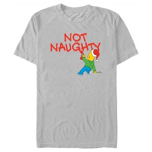 Men's The Simpsons Christmas Bart Not Naughty T-Shirt - 1 of 4