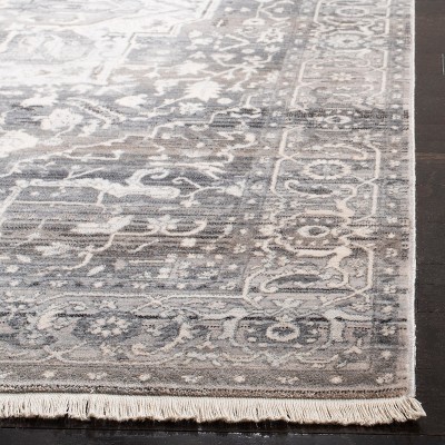 Grey Charcoal Synthetic Hand-Knotted 4' x 6' Area Rug