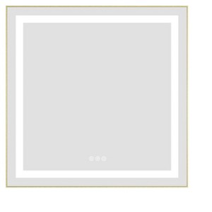 Ridstar 30 in. W x 30 in. H Yellow Square Bathroom Mirror with LED Lights - 1 of 3